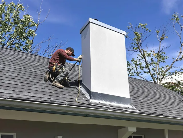 Fairview Park Chimney Sweep team member finishing chimney construction in Fairview Park, OH