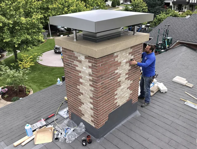 Fairview Park Chimney Sweep team working on a custom chimney remodel in Fairview Park, OH