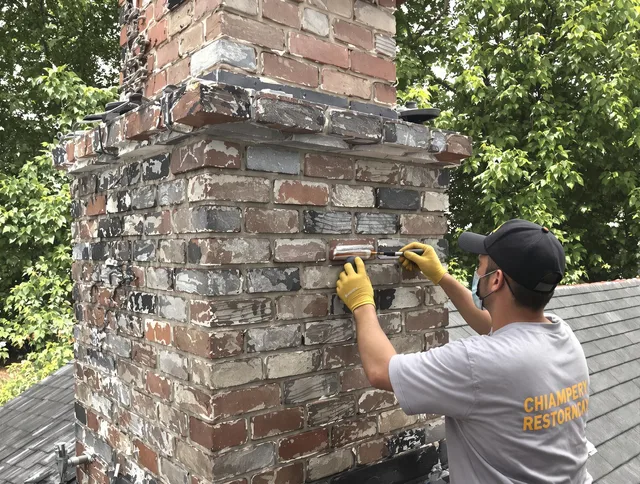 In-progress chimney restoration by Fairview Park Chimney Sweep in Fairview Park, OH